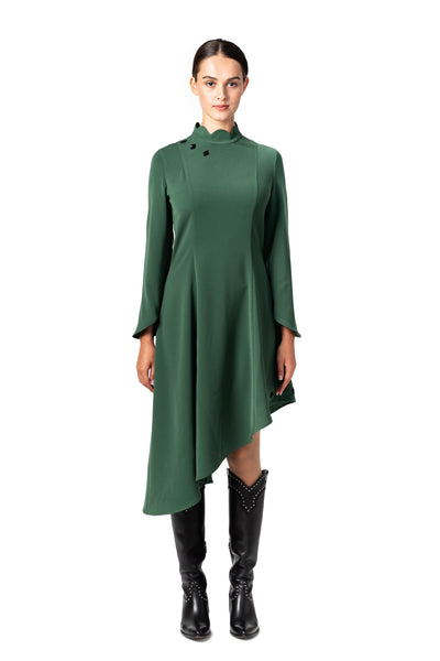 Asymmetric green midi dress