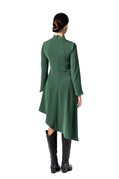 Asymmetric green midi dress