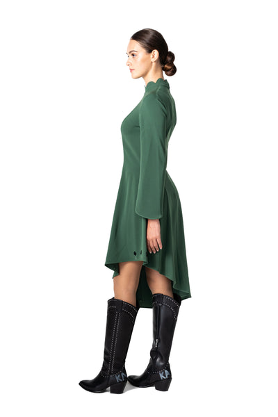 Asymmetric green midi dress