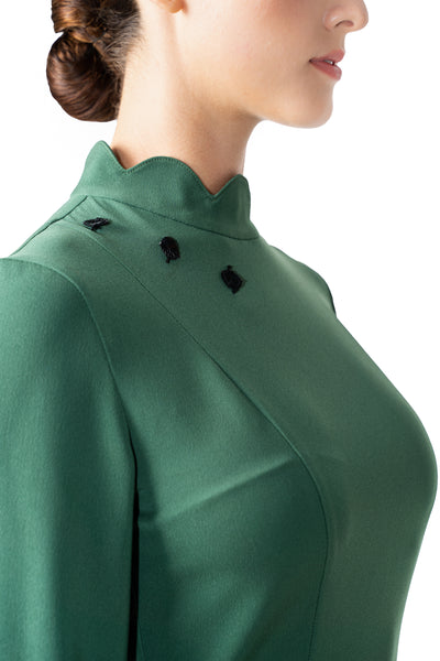 Asymmetric green midi dress