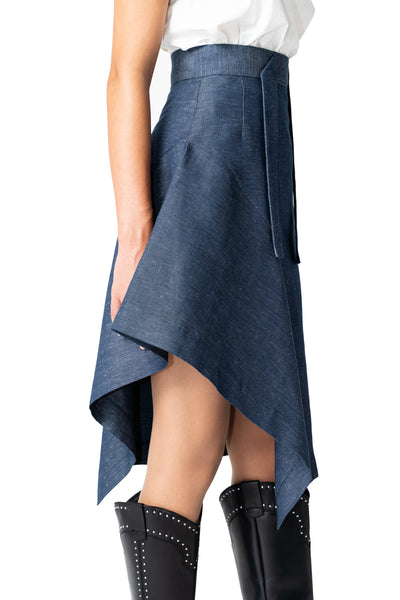 Asymmetric denim skirt