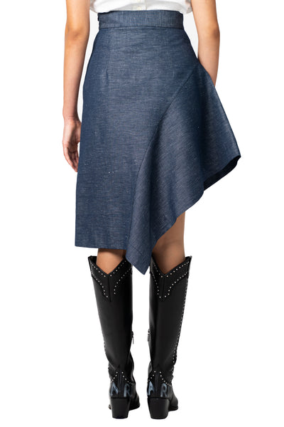 Asymmetric denim skirt