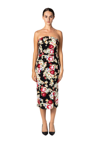 Floral Print Strapless Dress