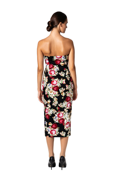 Floral Print Strapless Dress