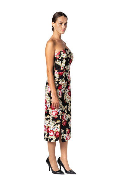 Floral Print Strapless Dress