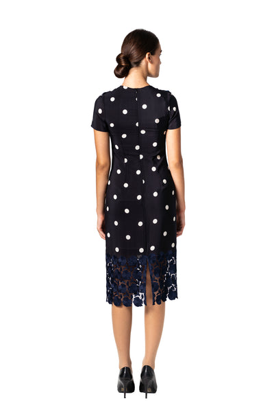 Polka Dot Midi Dress with Bow