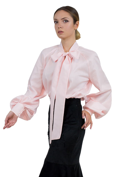 Lantern Sleeve Blouse with Bow