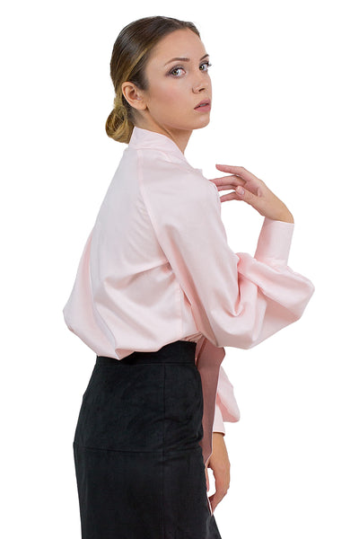 Lantern Sleeve Blouse with Bow