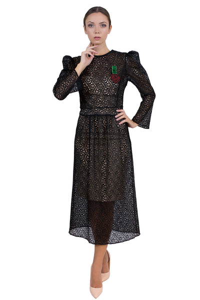 Black Lace Midi Dress