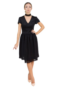 Black Skater Dress with Collar