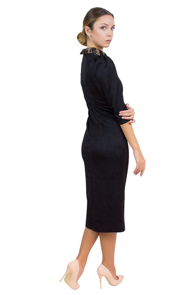 Black Sheath Dress with Collar